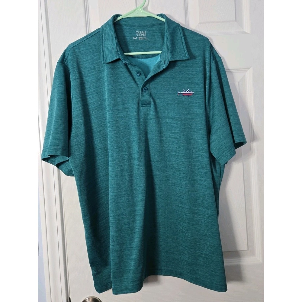 Ocean & Coast Mens Green Polyester Polo Shirt Collared Buttons Short Sleeve XLT